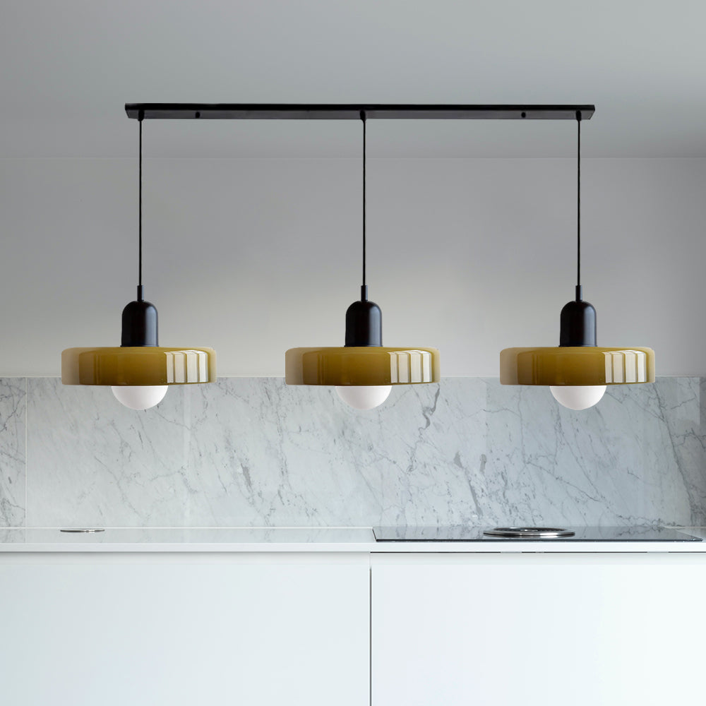 Colored Glass Pendant Light 3-Light Linear