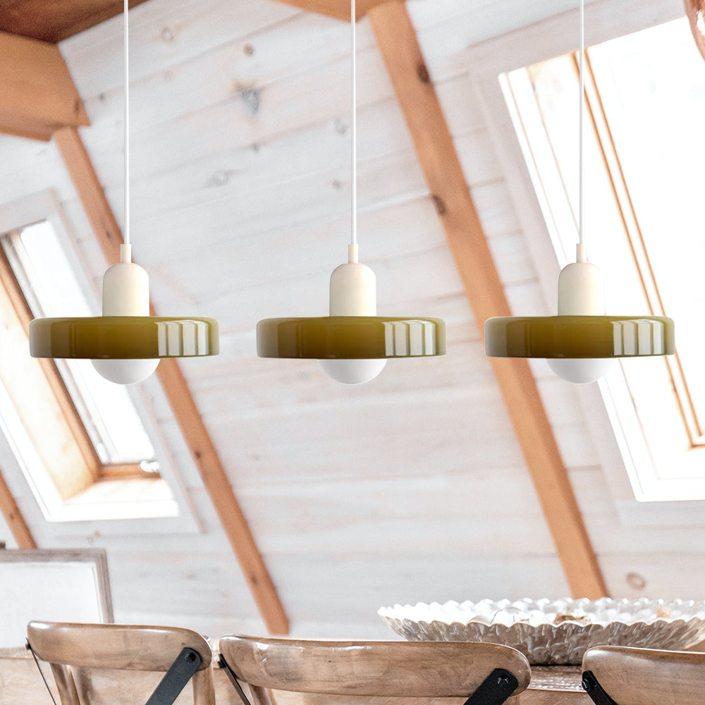 Colored Glass Pendant Light 3-Light Linear