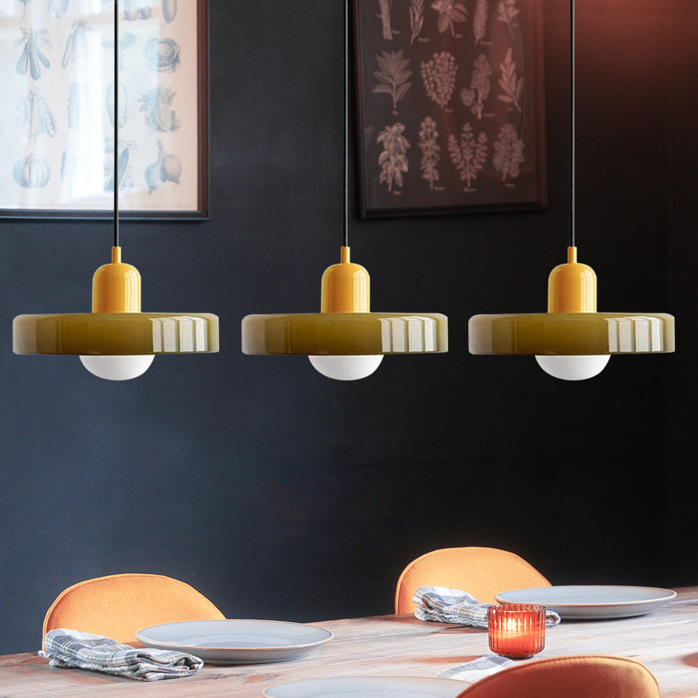 Colored Glass Pendant Light 3-Light Linear