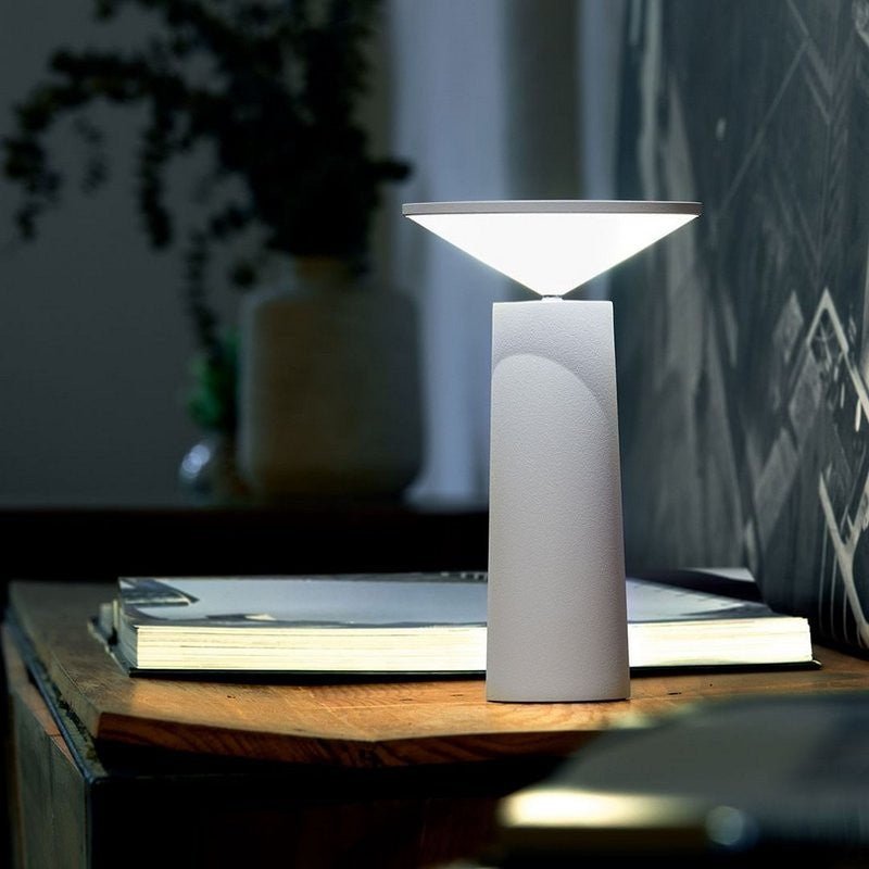 Cordless Rechargeable LED Table Lamp Tilting Cone Head Dimmable