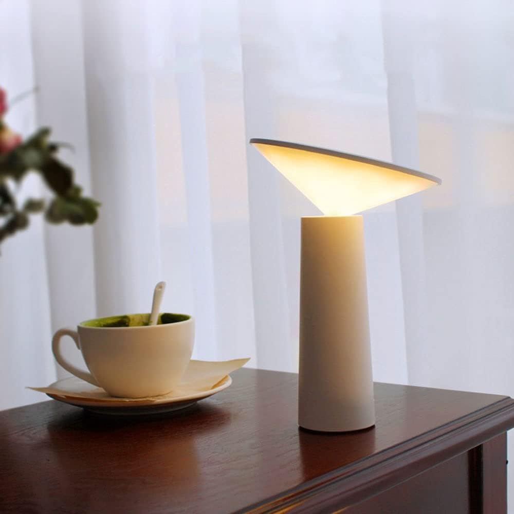 Cordless Rechargeable LED Table Lamp Tilting Cone Head Dimmable