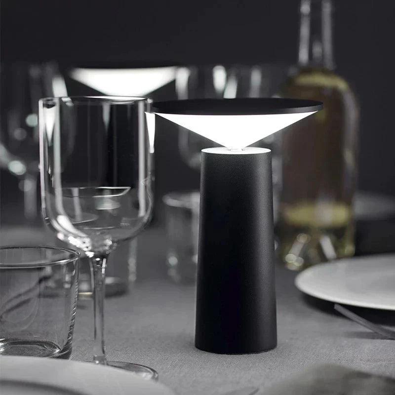 Cordless Rechargeable LED Table Lamp Tilting Cone Head Dimmable