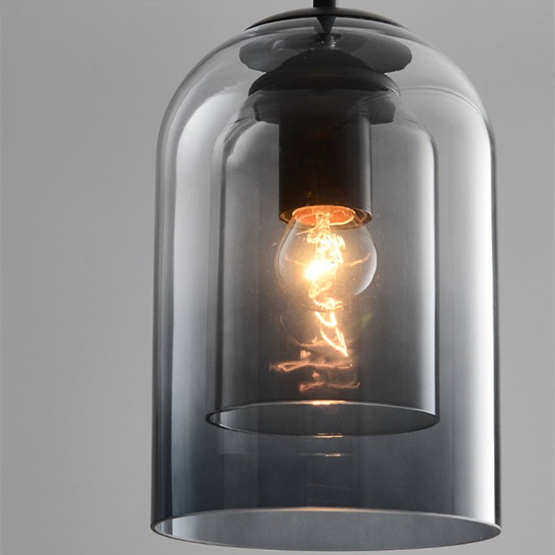 Double Glass Bell Mid Century Modern Pendant Light