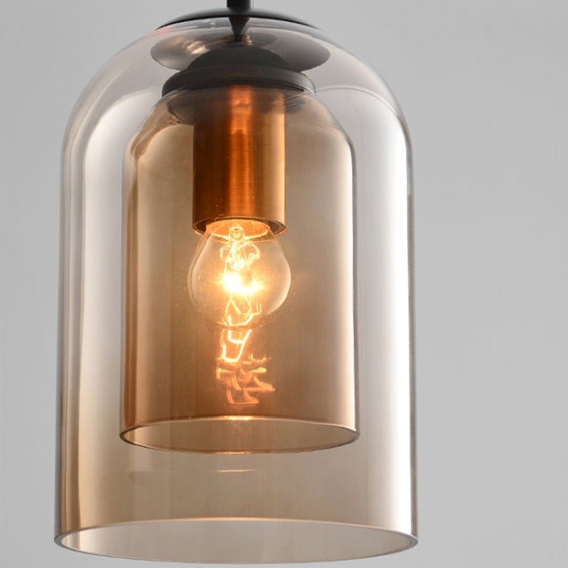 Double Glass Bell Mid Century Modern Pendant Light