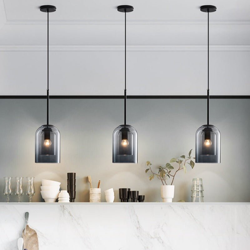 Double Glass Bell Mid Century Modern Pendant Light
