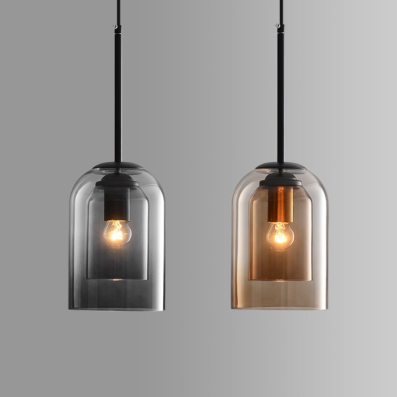 Double Glass Bell Mid Century Modern Pendant Light