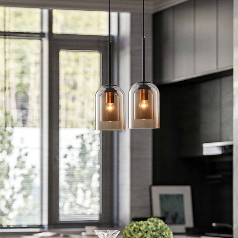 Double Glass Bell Mid Century Modern Pendant Light