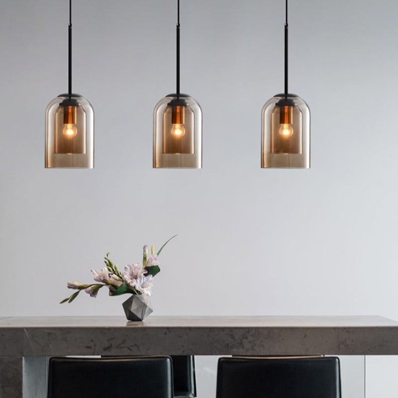 Double Glass Bell Mid Century Modern Pendant Light