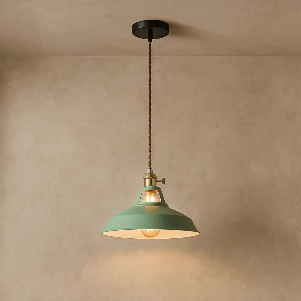 Industrial Pastel Metal Dome Farmhouse Pendant Light