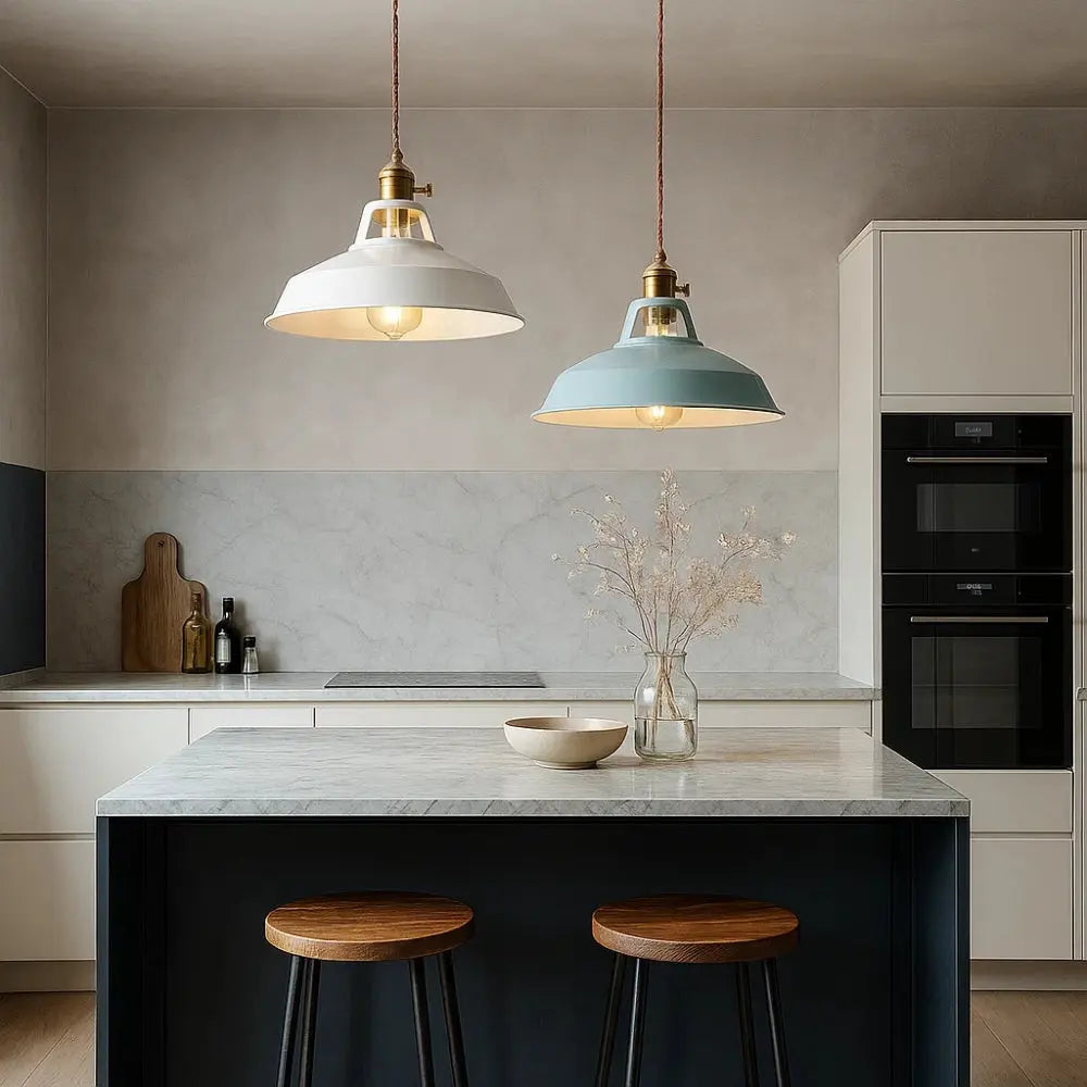 Industrial Pastel Metal Dome Farmhouse Pendant Light