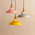 Industrial Pastel Metal Dome Farmhouse Pendant Light