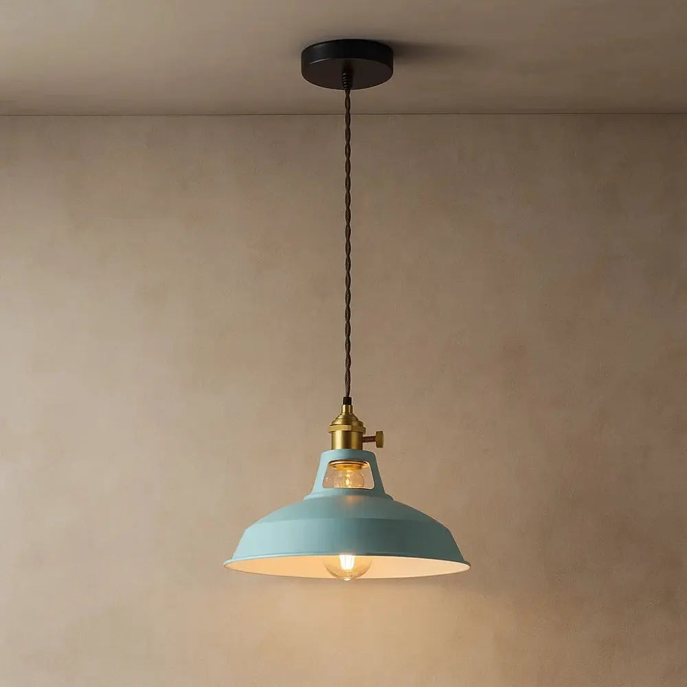 Industrial Pastel Metal Dome Farmhouse Pendant Light