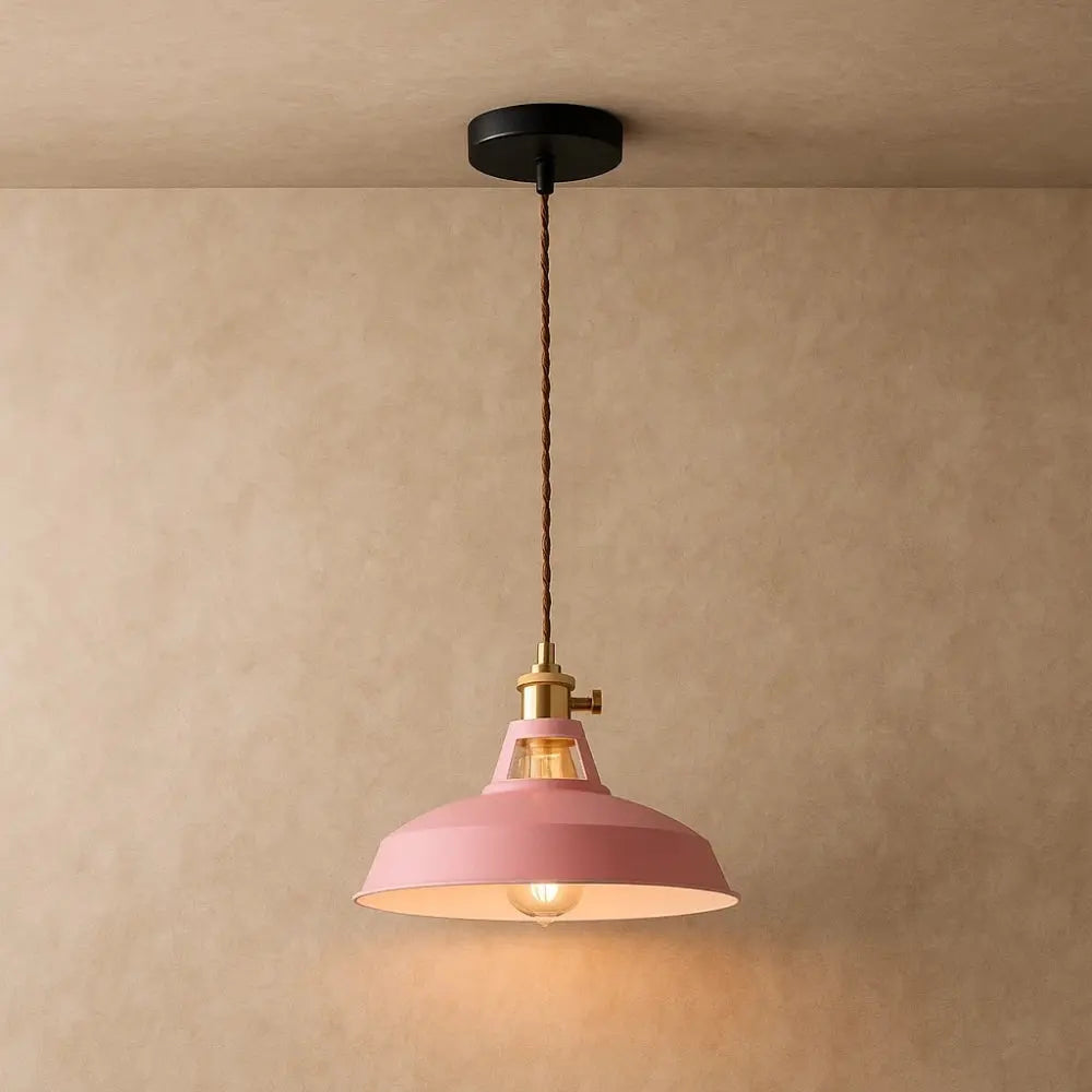 Industrial Pastel Metal Dome Farmhouse Pendant Light