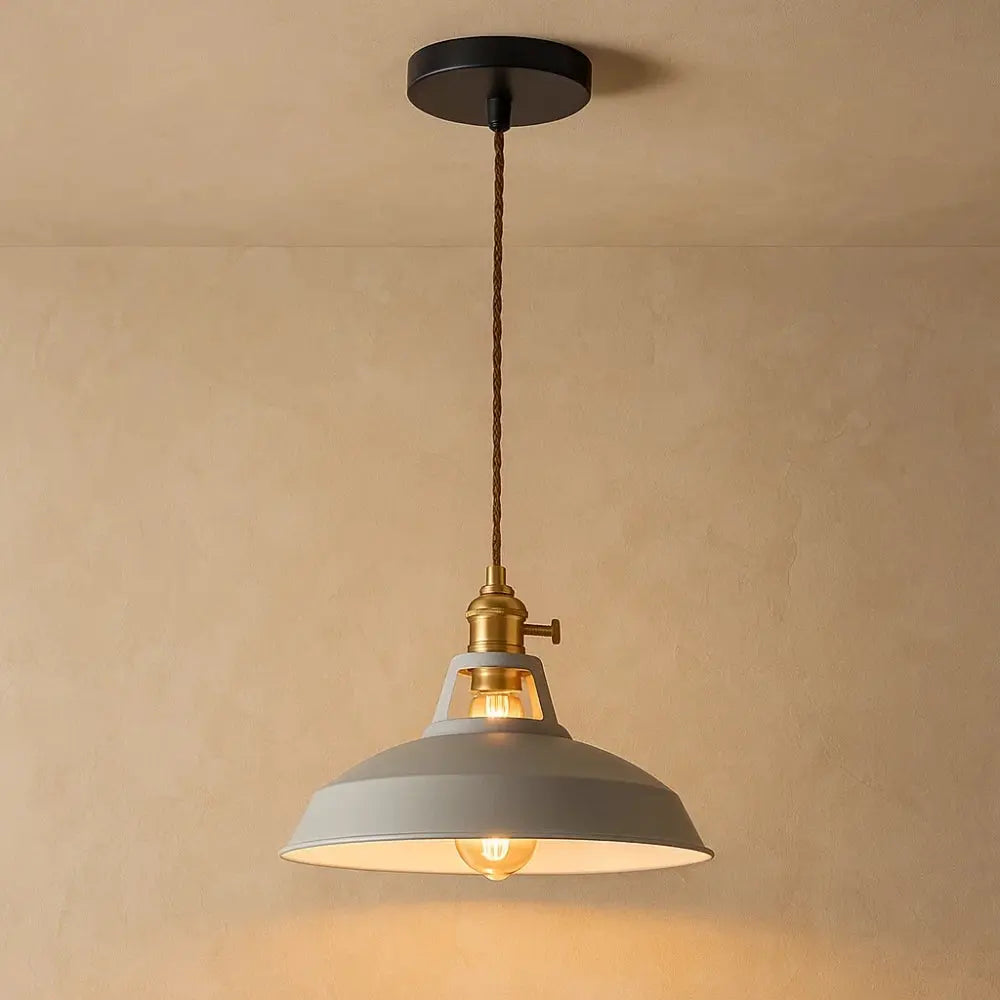 Industrial Pastel Metal Dome Farmhouse Pendant Light