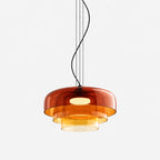 Layered Colored Glass Disc Modern LED Pendant Light
