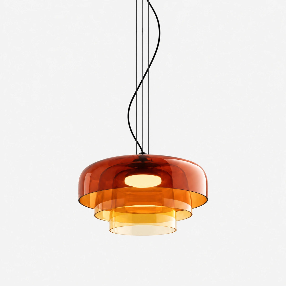 Layered Colored Glass Disc Modern LED Pendant Light