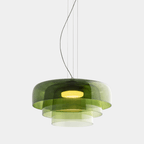 Layered Colored Glass Disc Modern LED Pendant Light