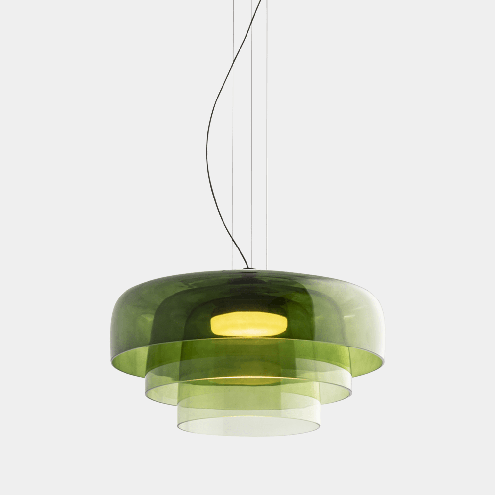 Layered Colored Glass Disc Modern LED Pendant Light