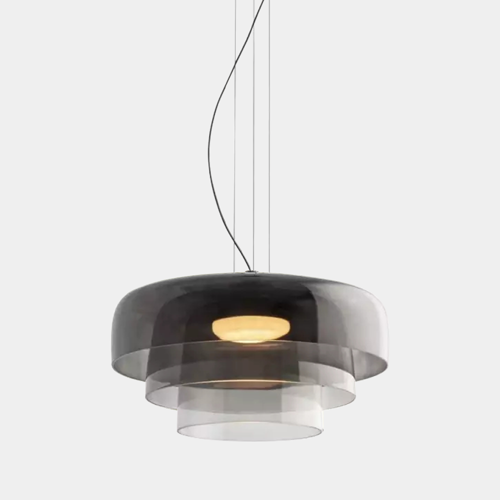 Layered Colored Glass Disc Modern LED Pendant Light
