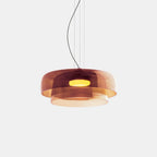 Layered Colored Glass Disc Modern LED Pendant Light