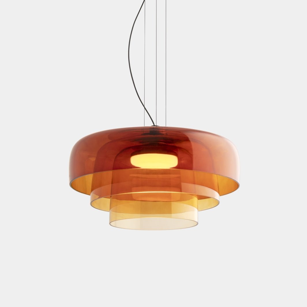 Layered Colored Glass Disc Modern LED Pendant Light