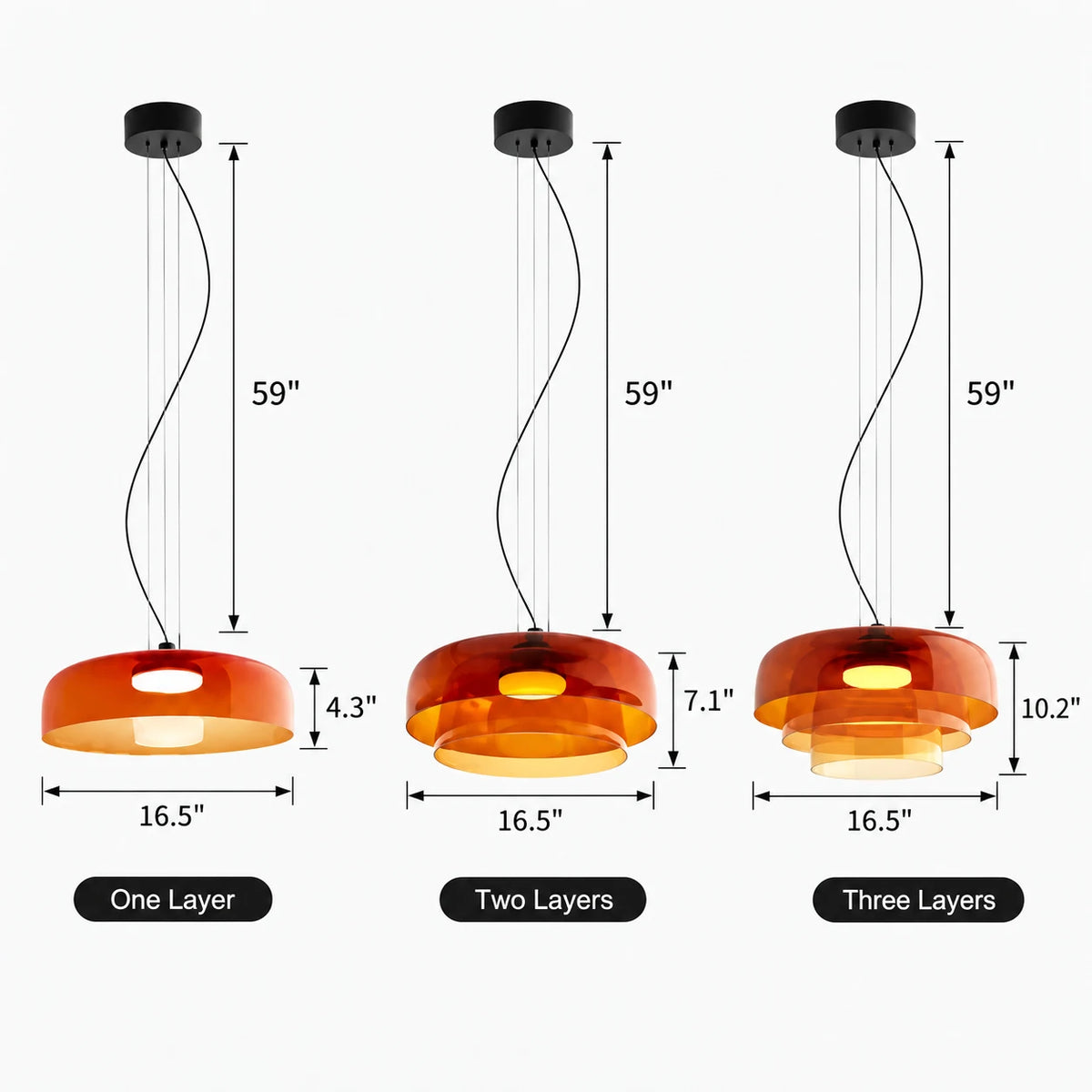 Layered Colored Glass Disc Modern LED Pendant Light