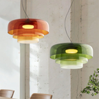Layered Colored Glass Disc Modern LED Pendant Light