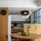 Layered Colored Glass Disc Modern LED Pendant Light