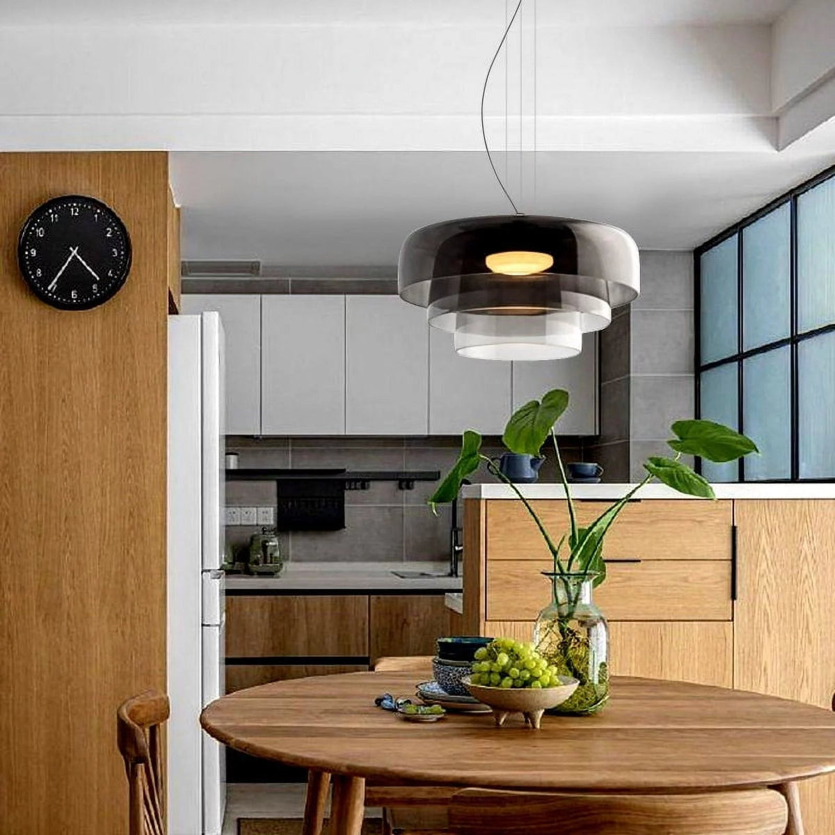 Layered Colored Glass Disc Modern LED Pendant Light
