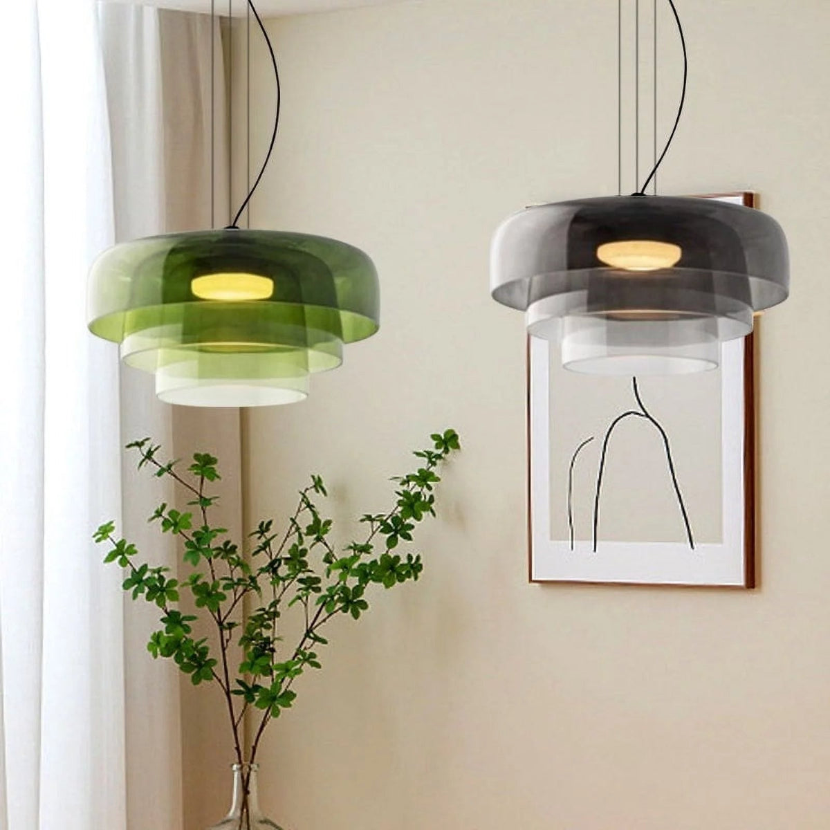 Layered Colored Glass Disc Modern LED Pendant Light