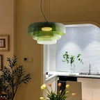 Layered Colored Glass Disc Modern LED Pendant Light