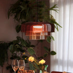 Layered Colored Glass Disc Modern LED Pendant Light