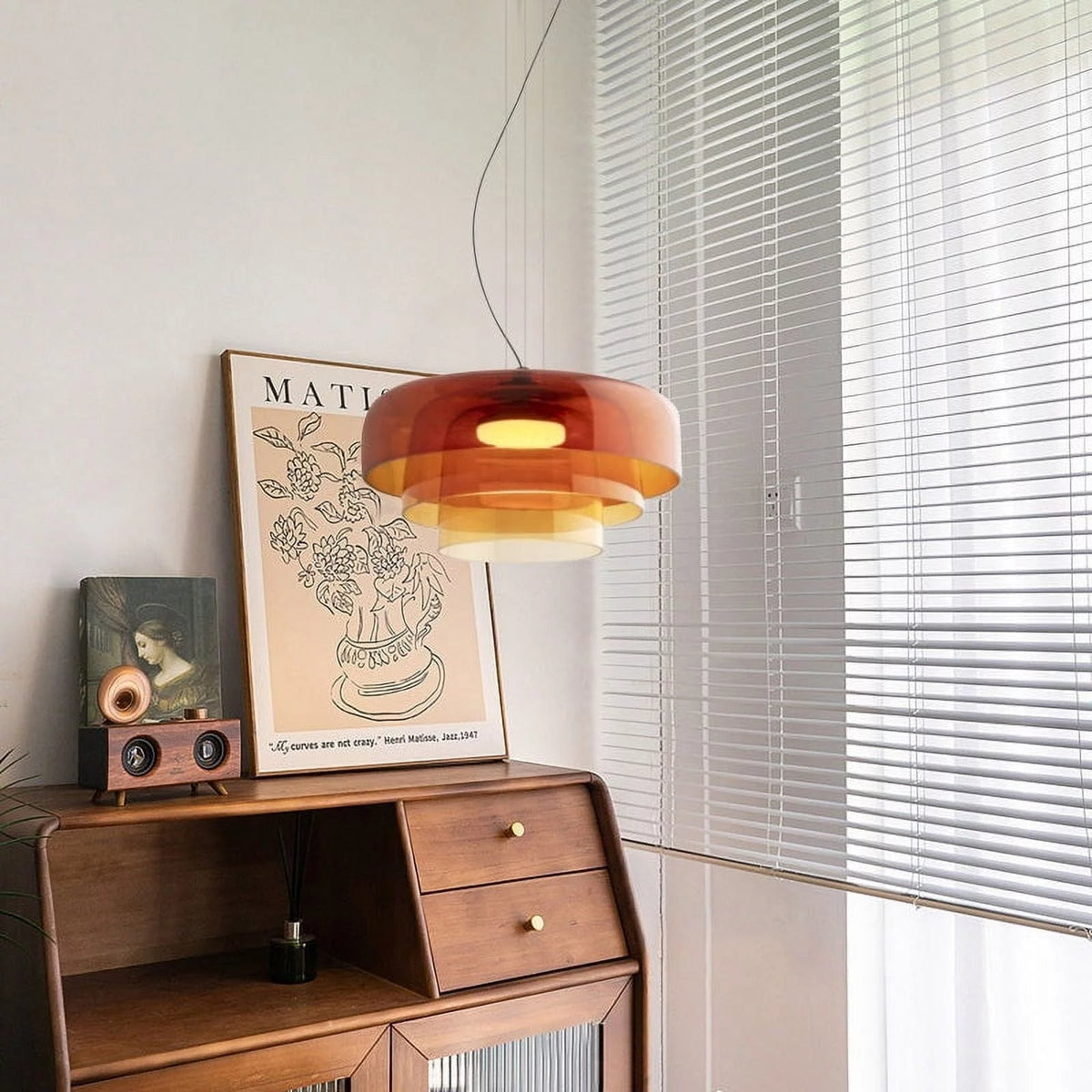 Layered Colored Glass Disc Modern LED Pendant Light