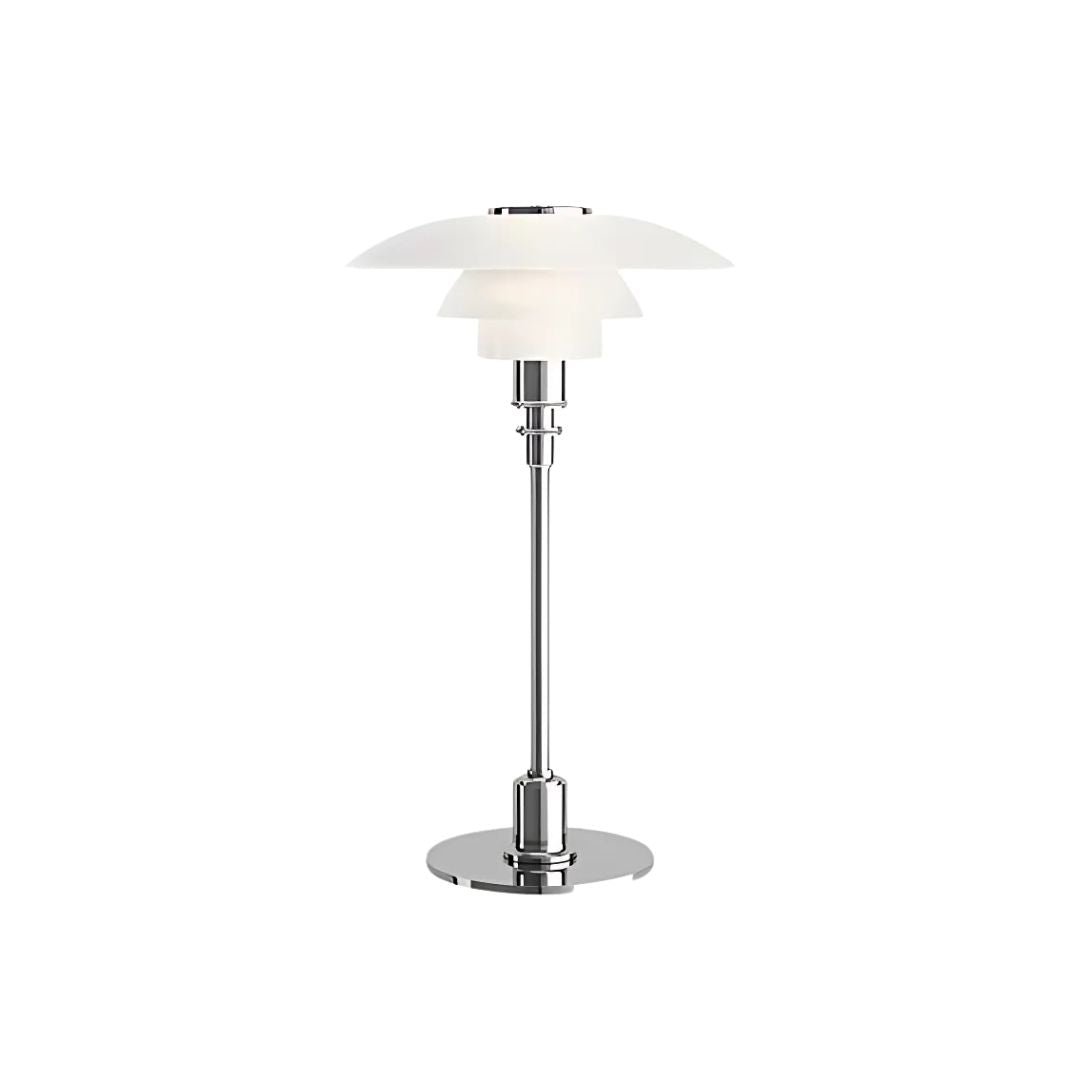 Layered Glass Table Lamp Three Tier Shade Mid Century Modern