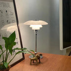 Layered Glass Table Lamp Three Tier Shade Mid Century Modern