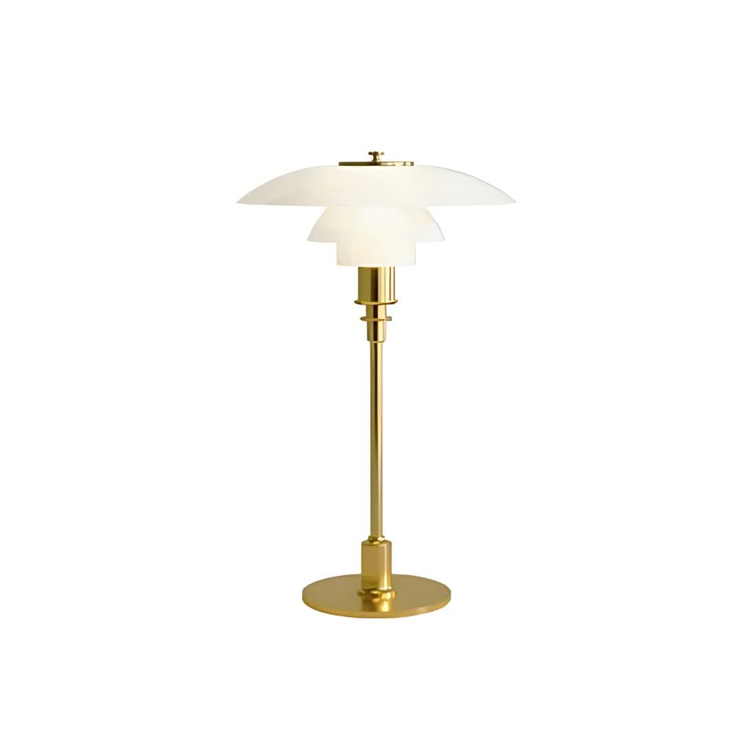 Layered Glass Table Lamp Three Tier Shade Mid Century Modern