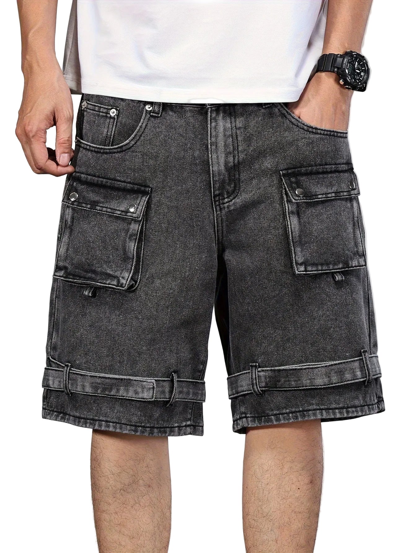 Men's Cargo Shorts with Snap-Flap Thigh Pockets
