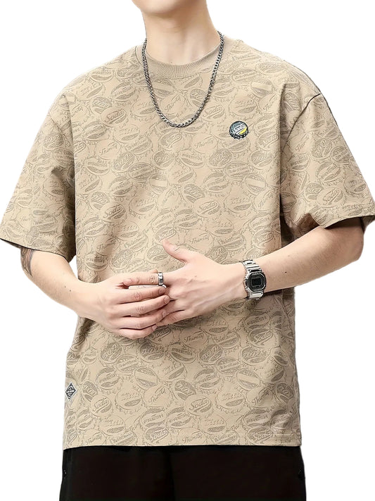 Men's Crewneck T-Shirt with Bottle Cap Print