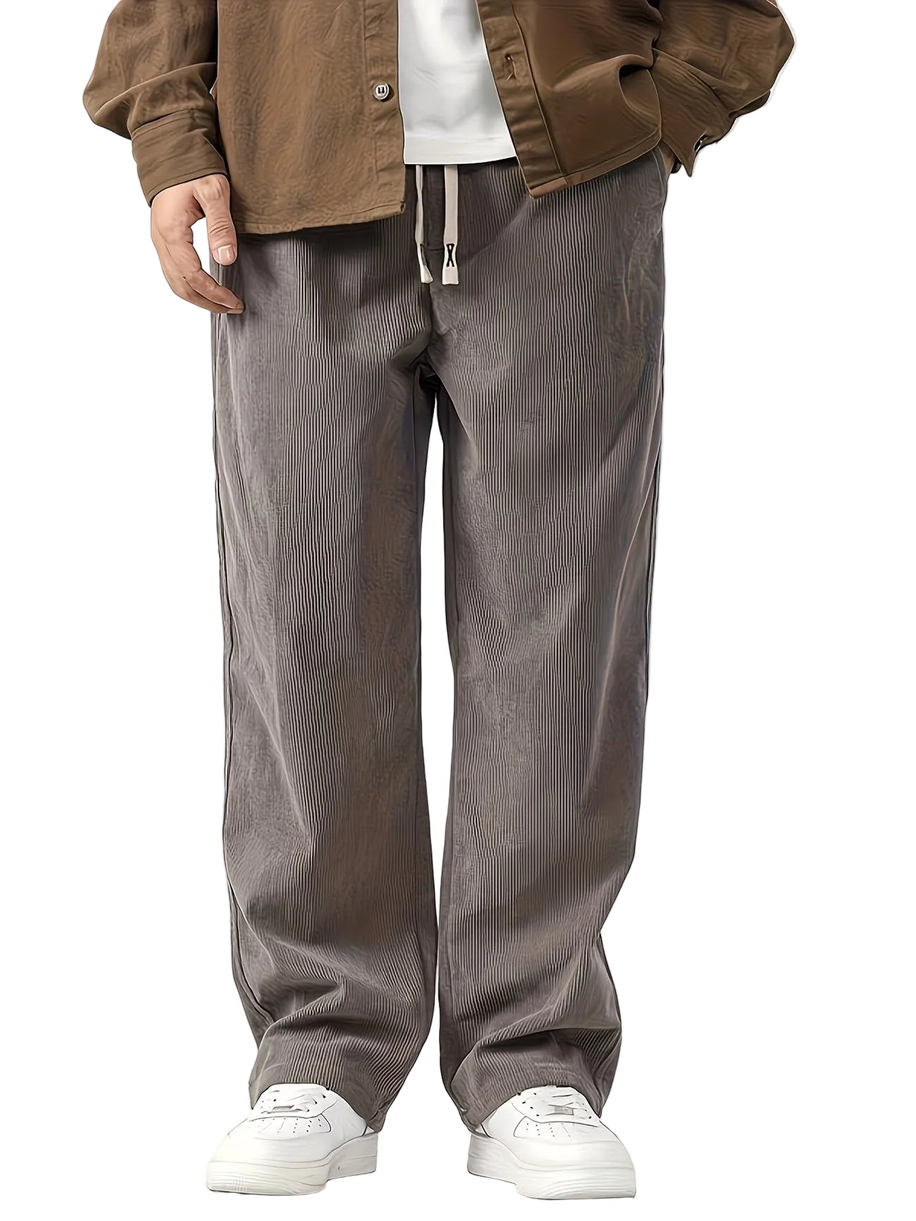 Men's Ribbed Straight-Leg Drawstring Pants