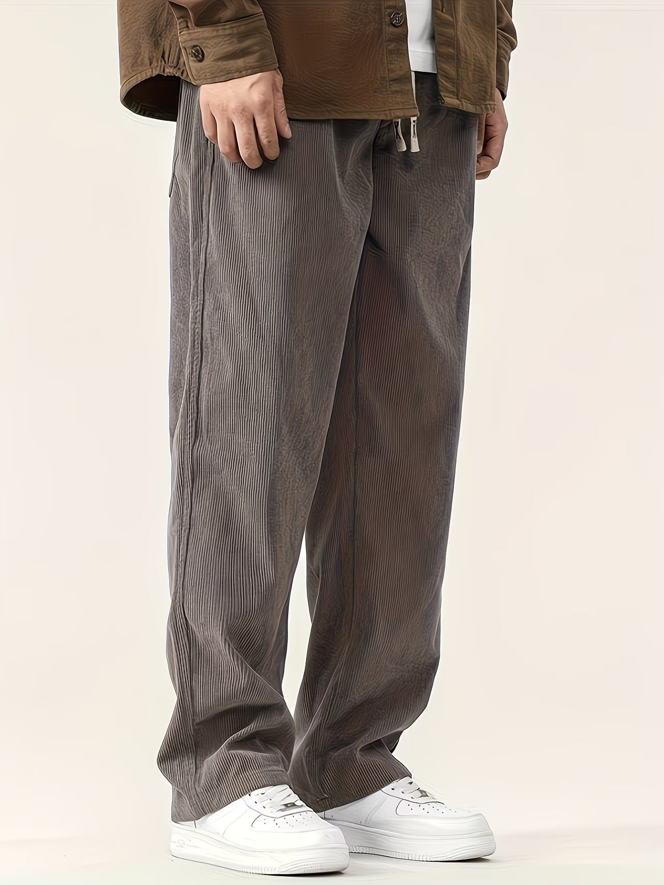 Men's Ribbed Straight-Leg Drawstring Pants