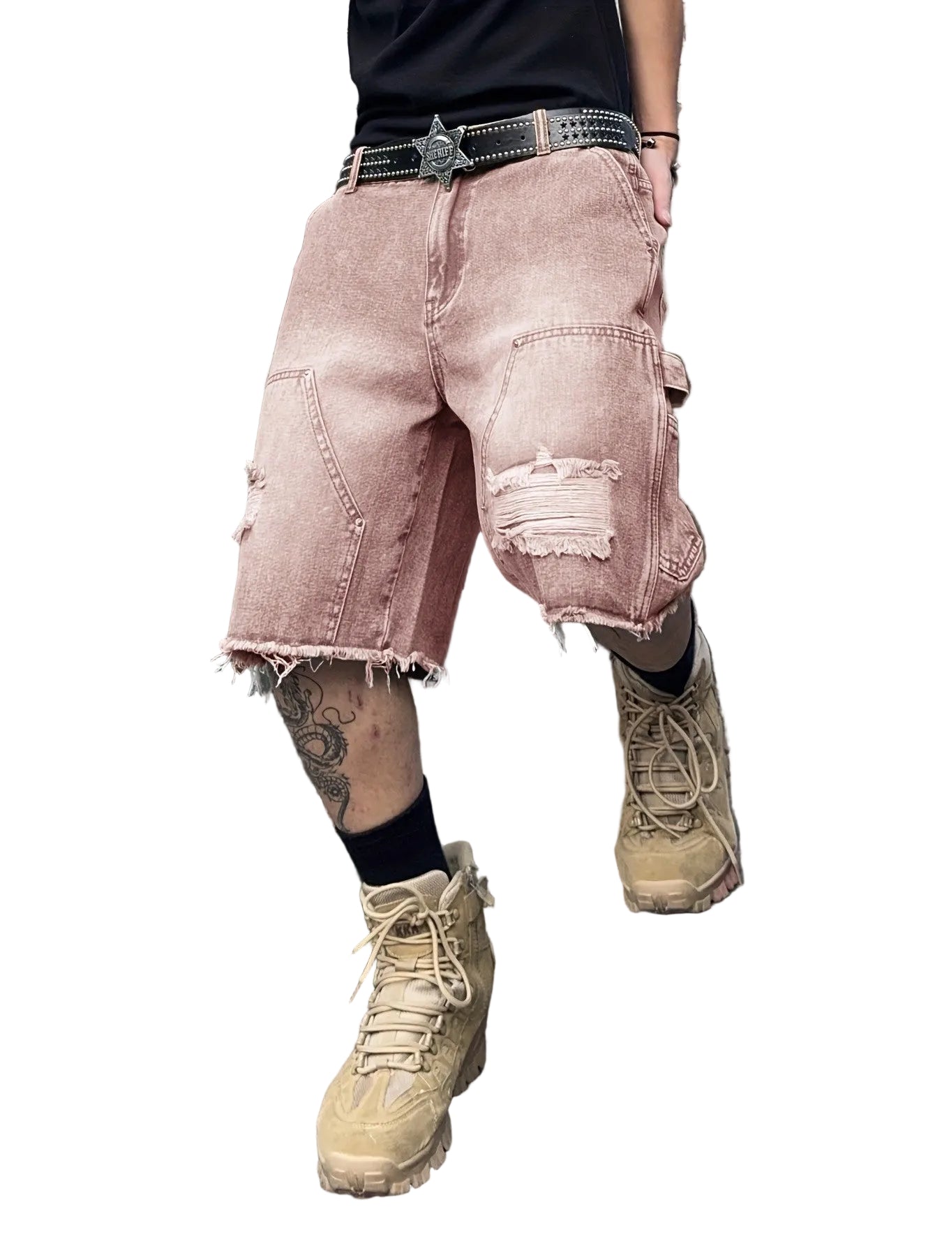 Men's Shorts with Ripped Thigh Panels