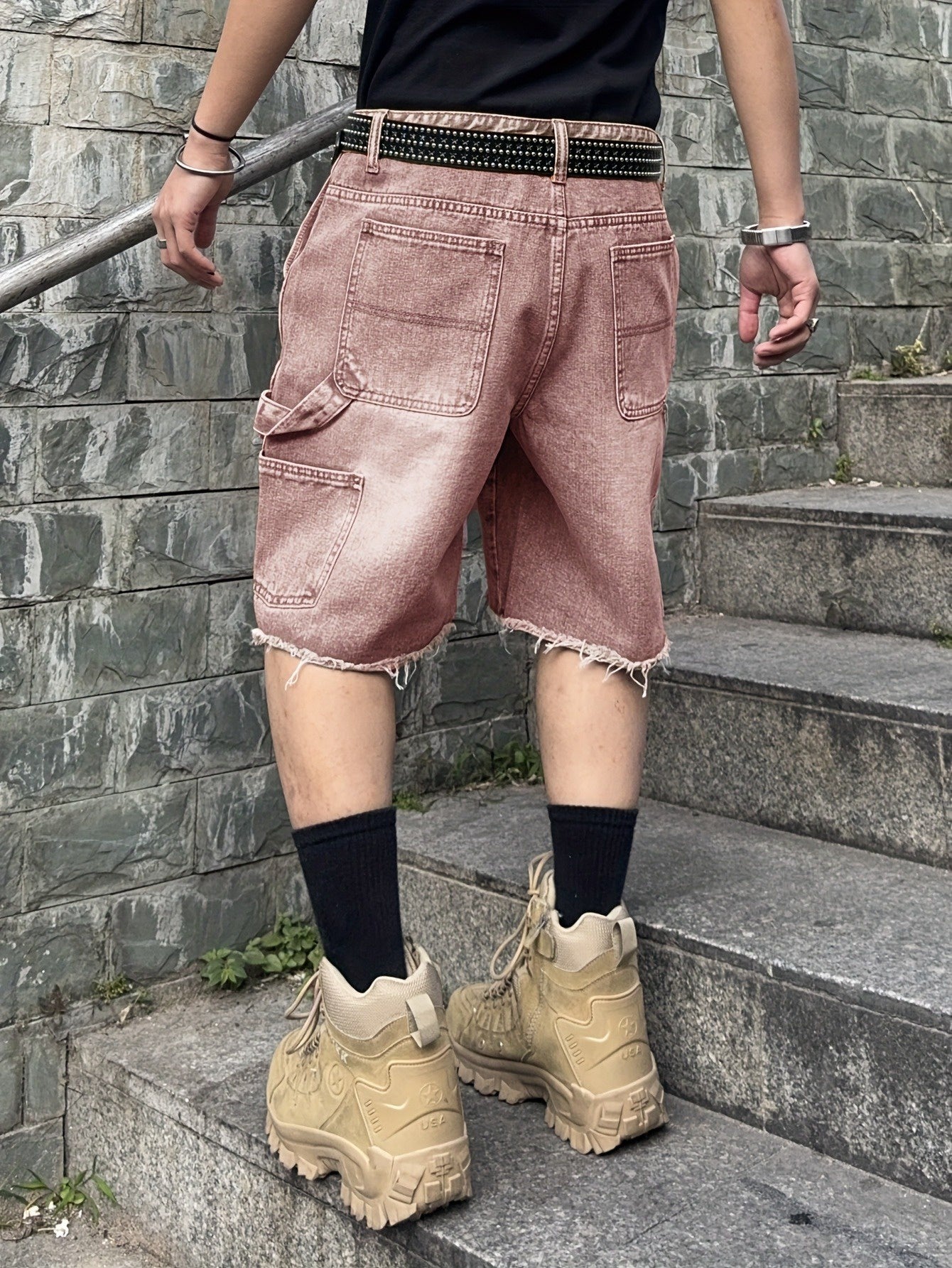 Men's Shorts with Ripped Thigh Panels