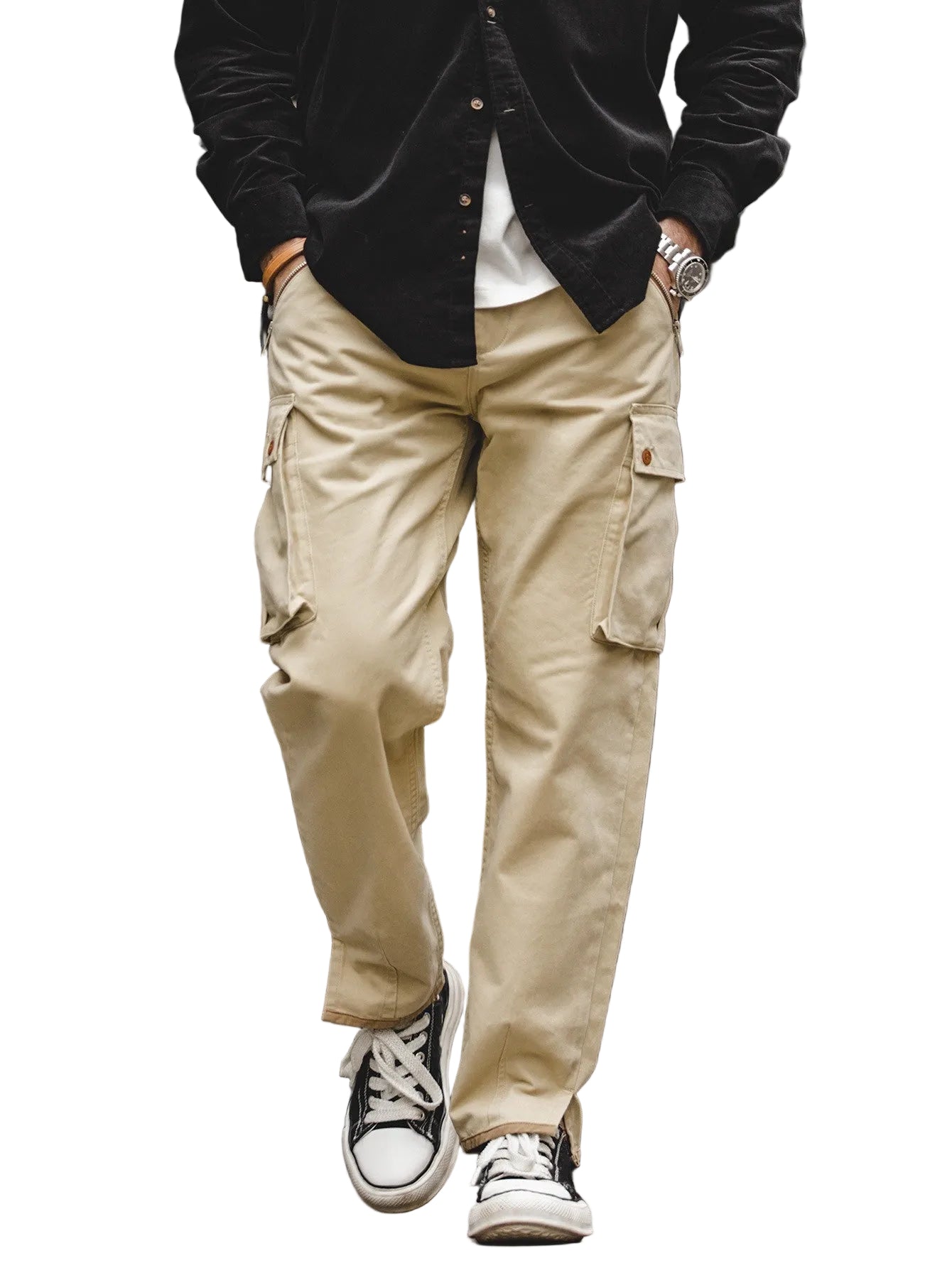 Men's Straight-Leg Cargo Pants with Zippered Pockets