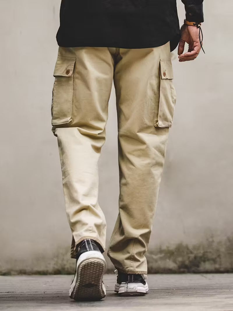 Men's Straight-Leg Cargo Pants with Zippered Pockets