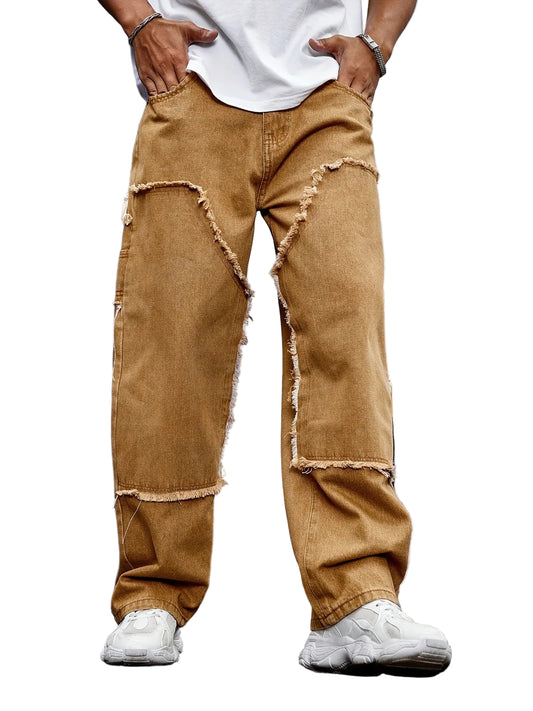 Men's Wide-Leg Pants with Layered Panels