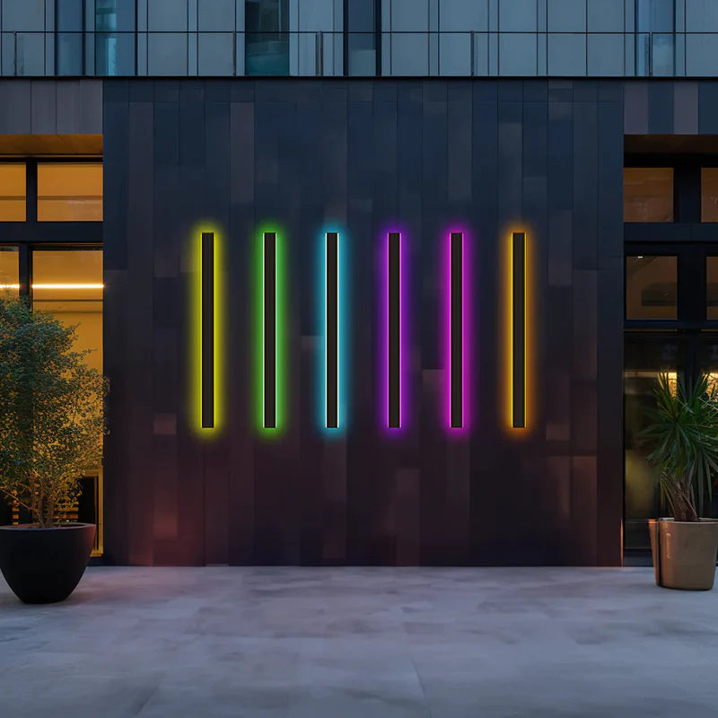Minimalist Black Linear Outdoor Waterproof LED Wall Light