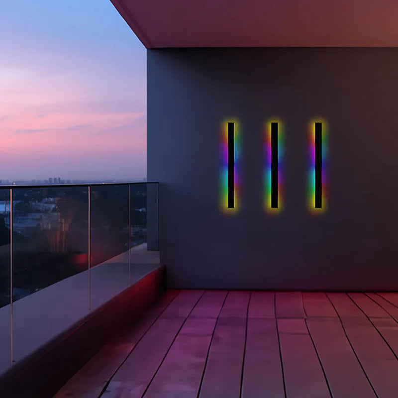 Minimalist Black Linear Outdoor Waterproof LED Wall Light