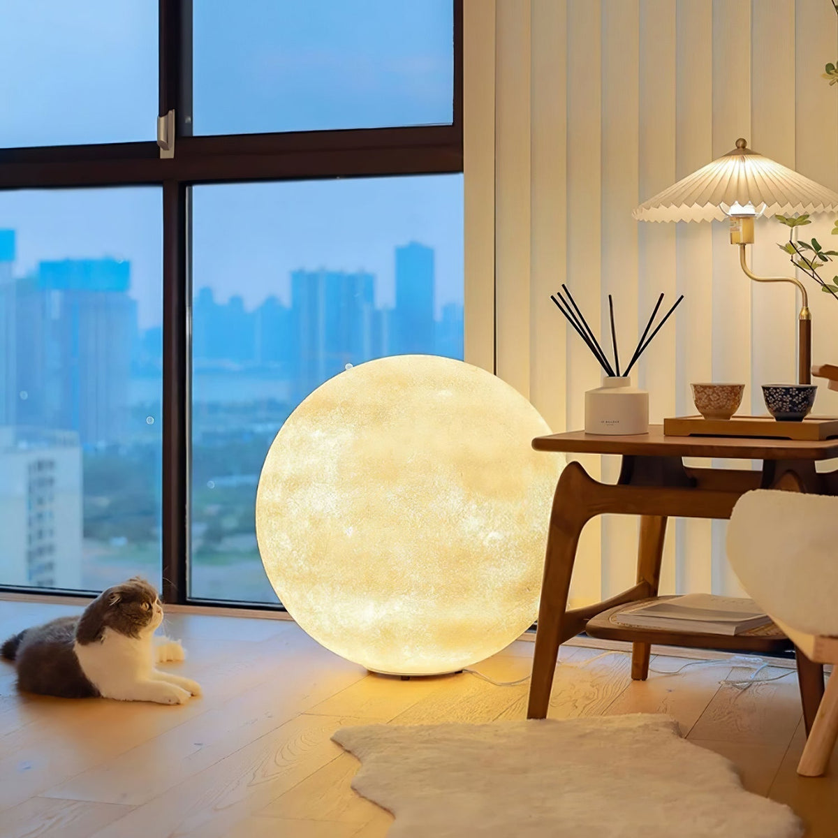 Moon Lamp LED Floor and Table Lamp 3-Color Switchable