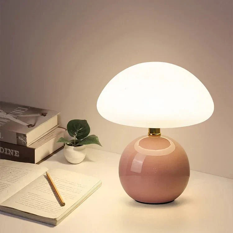 Mushroom Table Lamp Ceramic Base 3-Color Light