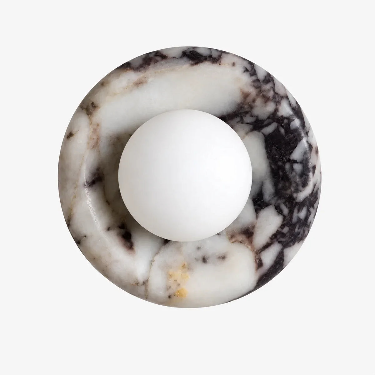 Natural Stone Ring Frosted Glass Globe Round Wall Sconce